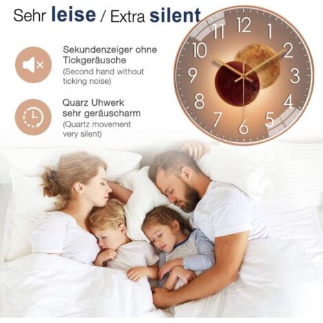 Orologio da parete silenzioso dal design moderno, 30 cm, ideale per camera da letto, cucina, soggiorno, ufficio e caffetteria - Oro rosa