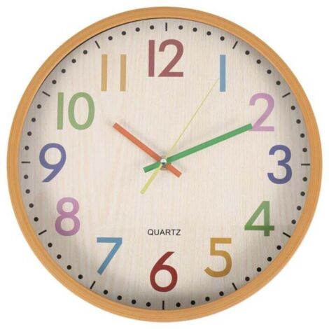 Orologio da parete silenzioso e senza ticchettio per bambini, orologio decorativo colorato a batteria per camerette, camerette per neonati, ecc.
