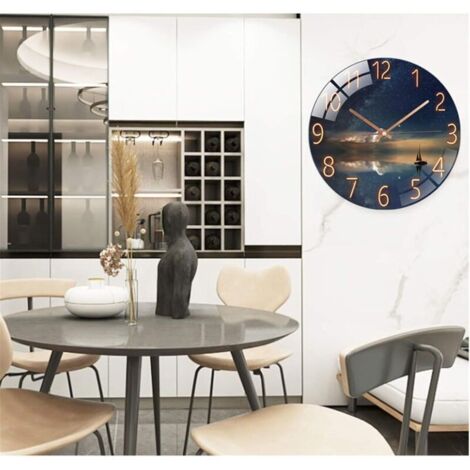Orologio da parete silenzioso in vetro temperato - 30 cm - Per soggiorno, cucina, ufficio e camera da letto (stile D)