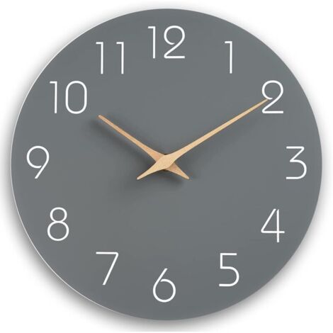 Orologio da parete silenzioso senza ticchettio KZQ, orologio da parete senza cornice dal design moderno per soggiorno, cucina, camera da letto, ufficio, grigio, 30 cm