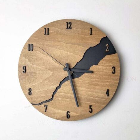 Orologio da parete silenzioso senza ticchettio, orologio da parete creativo in legno, orologio minimalista nordico giapponese per casa, soggiorno, ufficio, b