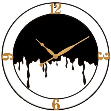Orologio da parete splash in ferro color nero e oro per salotto e cucina