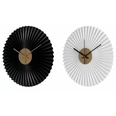 Orologio da parete thyann decorazione per la casa nero bianco ferro (30 x 4 x 30 cm) (2 pezzi)