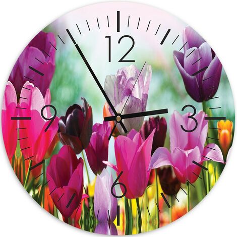 Orologio da parete, Tulipani colorati - 80x80