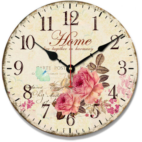 Orologio da parete vintage in legno silenzioso da 30 cm (12 pollici), senza ticchettio