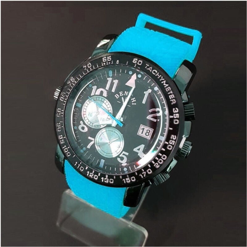 Trade Shop - Orologio Da Polso Benchi D9652a Uomo Analogico Quarzo Sportivo Azzurro -