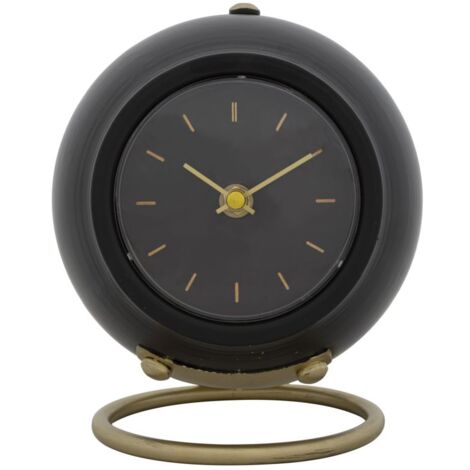 Orologio da Tavolo Ball Nero 16x13x19 cm in Ferro e Plastica