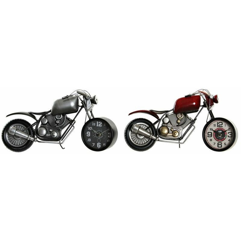 Image of Orologio da Tavolo Dkd Home Decor Motocicletta 44 x 13,5 x 23 cm Rosso Grigio Moto Ferro Vintage (2 Unità)