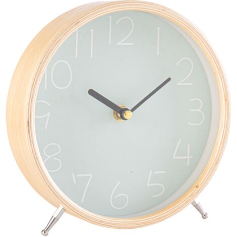 Orologio da tavolo "Lorens" verde chiaro in mdf a batteria Ø 18,5x4,5 cm