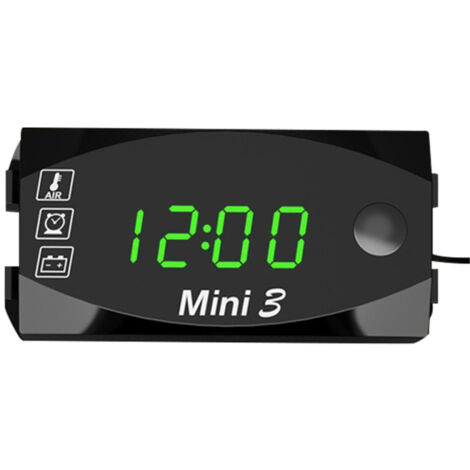 Orologio digitale 3 in 1 per moto (6-30 V CC) + termometro + voltmetro, impermeabile IP67, tester per batterie, indicatore di livello batteria per auto, barca e settore nautico.