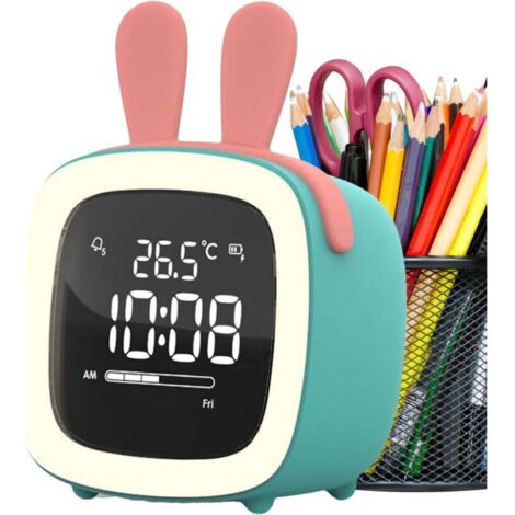 Orologio digitale a LED KZQ: questa sveglia carina e intelligente con un cervo blu è progettata appositamente per bambini e studenti. È dotata di un orologio elettronico silenzioso e luminoso.