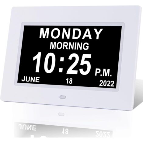 Orologio digitale con calendario giornaliero, orologi per demenza extra large con data e ora per anziani con perdita di memoria, problemi di vista, Alzheimer, con 12 promemoria di allarme, oscuramento