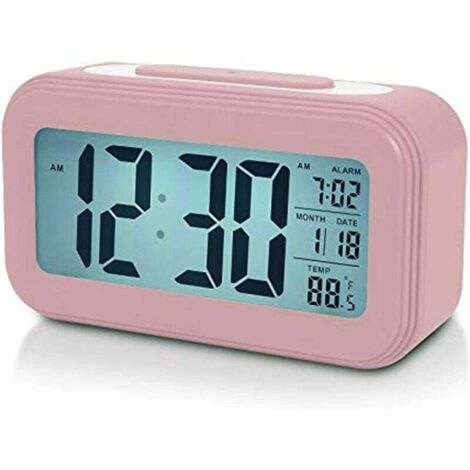 Orologio digitale con sveglia a batteria da 11 cm per camera da letto, sveglia LCD da comodino con snooze, retroilluminazione, luce notturna, data e temperatura, timer di spegnimento per chi dorme pro