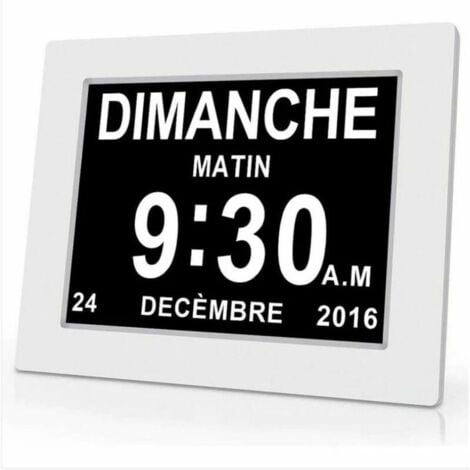 Orologio digitale da 7 pollici con calendario e data, orologio per genitori con Alzheimer, promemoria per farmaci per nonni e bambini - Bianco - 20414324mm