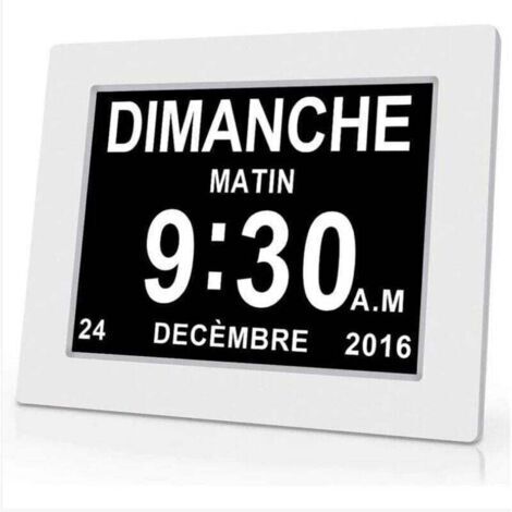 Orologio digitale da 7 pollici One Piece con calendario, data e ora, orologio per l'Alzheimer per genitori, promemoria per le medicine per nonni e bambini - Bianco - 20414324mm
