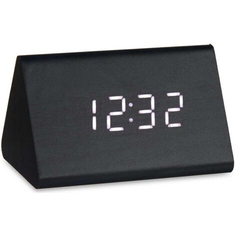Orologio Digitale da Tavolo Nero PVC Legno MDF (11,7 x 7,5 x 8 cm)