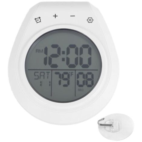 Orologio digitale impermeabile per doccia, timer da parete per bagno/cucina, schermo LCD 12/24 ore