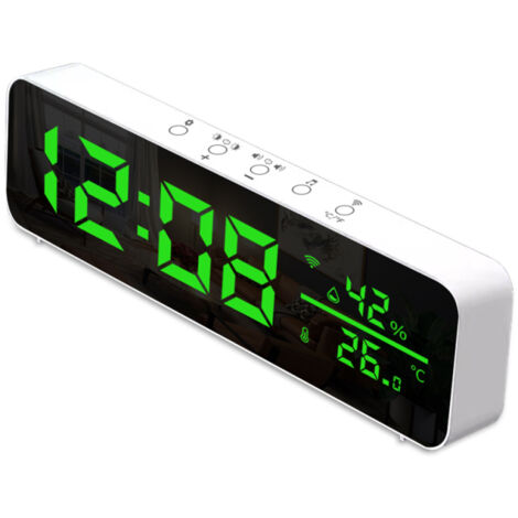 Orologio digitale Wi-Fi con sensore di temperatura e umidità, display a LED, app sveglia, monitoraggio in tempo reale (termometro da interni)