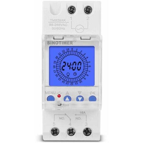 Orologio elettronico digitale LCD da 24 ore, timer analogico intelligente programmabile 85-265 con intervallo di 15 minuti - 16A