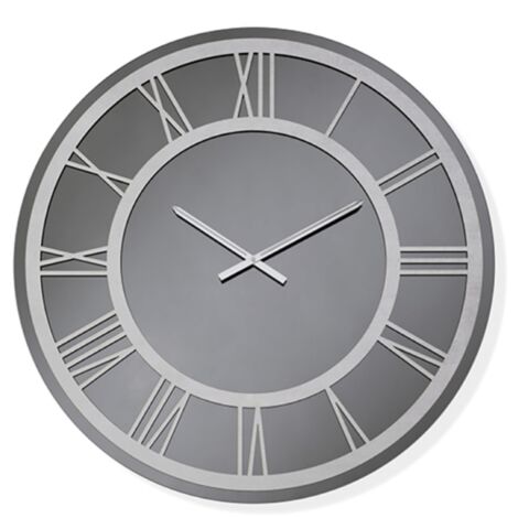 Orologio ETHAN rotondo D80 cm in cristallo Fume' e numeri Argento