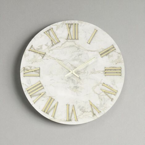 Orologio HAROLD rotondo D40 cm in legno rivestito con parato Oro