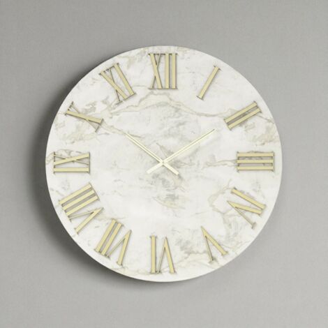 Orologio HAROLD rotondo D60 cm in legno rivestito con parato Oro