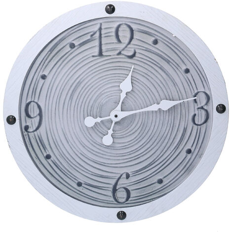 Orologio in legno bordo bianco cm Ø50x3