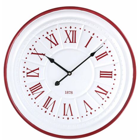 Orologio in legno in metallo bianco rosso cm Ø50x4,5