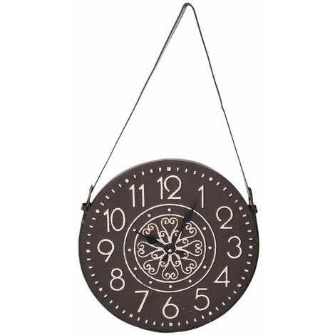 Orologio in legno nero bianco cm Ø37/66x3