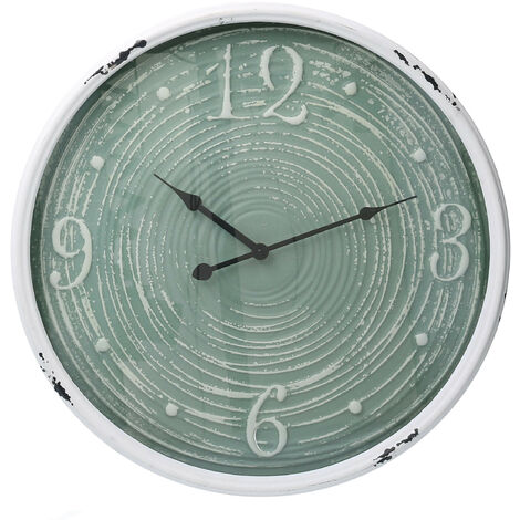 Orologio in metallo bordo bianco verde cm Ø48x6