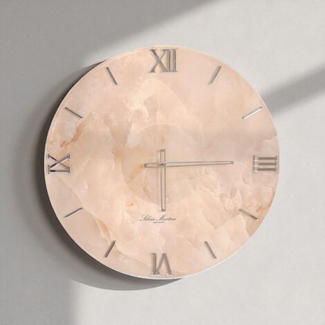 Orologio in vetro temperato da parete moderno D60 cm con stampa rosa antico - CARAH