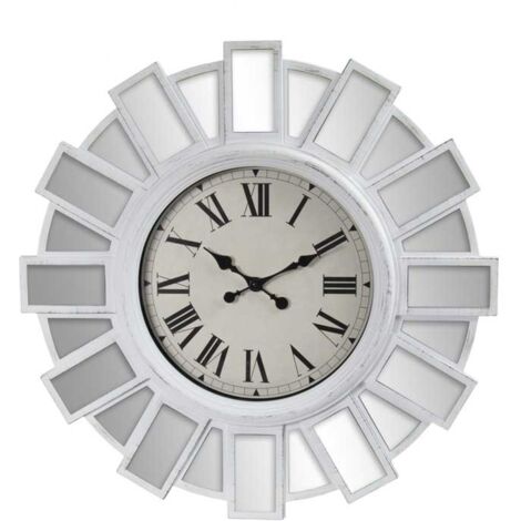 OROLOGIO MAXI DA PARETE STILE MODERNO CON SPECCHI E VETRO 76X6 CM BIANCO