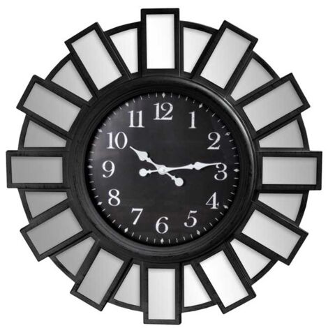 OROLOGIO MAXI DA PARETE STILE MODERNO CON SPECCHI E VETRO 76X6 CM NERO
