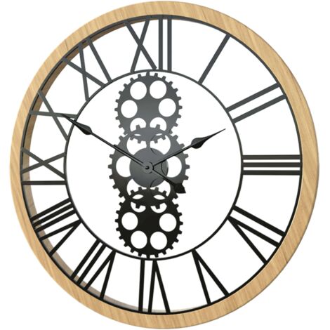 Orologio meccanico Maelo in legno e metallo D70cm - Atmosphera créateur d'intérieur