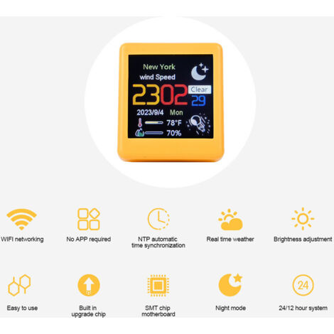 Orologio meteo digitale da tavolo con Wi-Fi, stazione meteo intelligente (bianco)