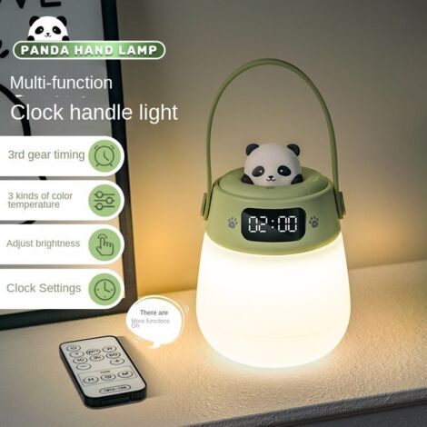 Orologio notturno portatile per uso domestico, con timer, ricaricabile tramite USB, telecomando, luce ambientale a luminosità regolabile, luce touch tricolore.