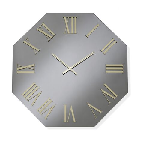 Orologio ottagonale 60x60 cm in cristallo Fume' e numeri Oro - DYLAN