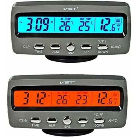 Orologio per auto termometro doppio interno ed esterno rilevatore di temperatura interna ed esterna misuratore elettronico per auto interno ed esterno