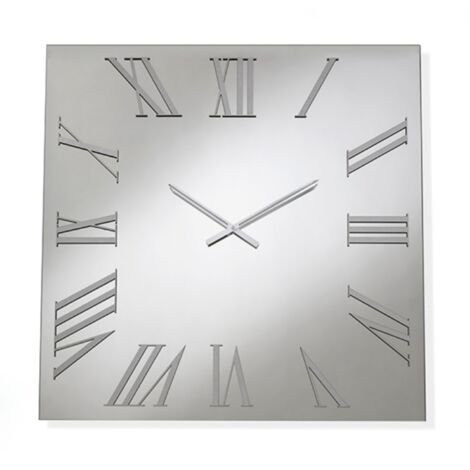 Orologio quadrato in cristallo Chiaro e numeri Argento 80x80 cm - ROGER