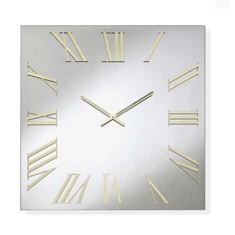 Orologio quadrato in cristallo Chiaro e numeri Oro 60x60 cm - ROGER