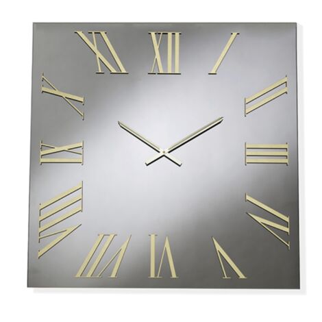 Orologio quadrato in cristallo Fume' e numeri Oro 80x80 cm - ROGER