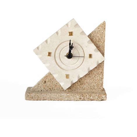 Orologio QUADRATO scultura decorazione bomboniera in Carparo e Pietra Leccese salentina misure 19 x 19 cm