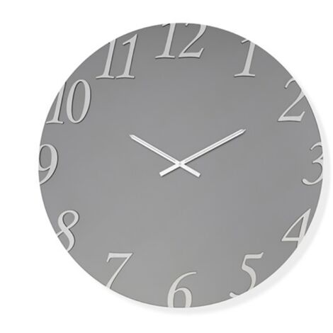 Orologio rotondo D60 cm GARRET in cristallo satinato Fume' e numeri Argento