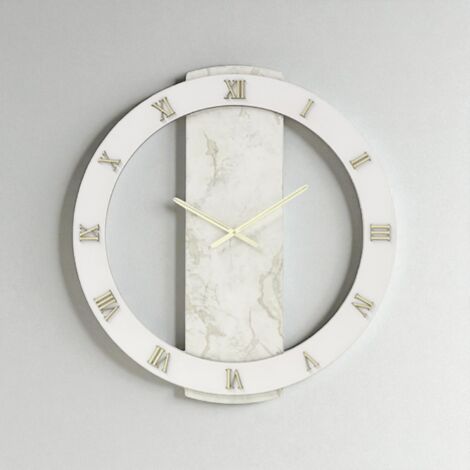 Orologio rotondo D60 cm NOAH  in legno rivestito con parato Oro
