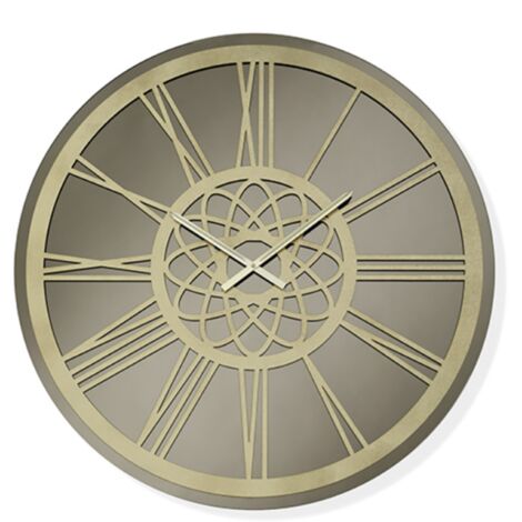 Orologio rotondo D80 cm KIERAN in cristallo Bronzo e numeri Oro