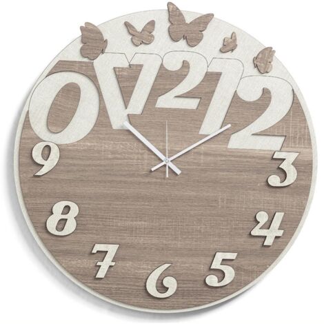 Orologio rotondo moderno D30 BUTTERFLY in legno laminato TRS