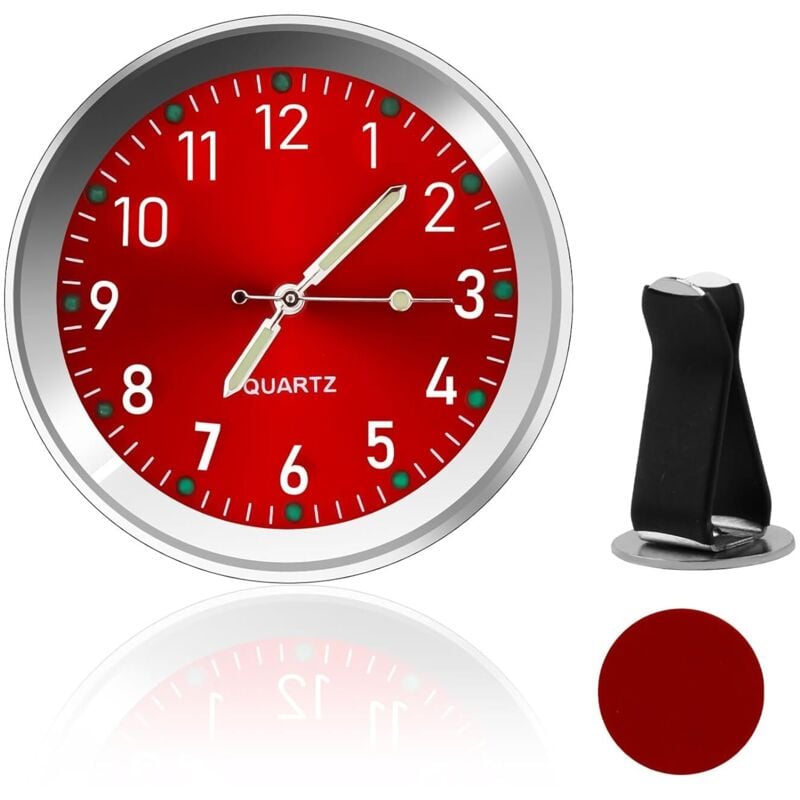 Image of Jalleria - Orologio rotondo per auto, orologio al quarzo luminoso, mini orologio da cruscotto per auto con clip per bocchetta dell'aria, orologio