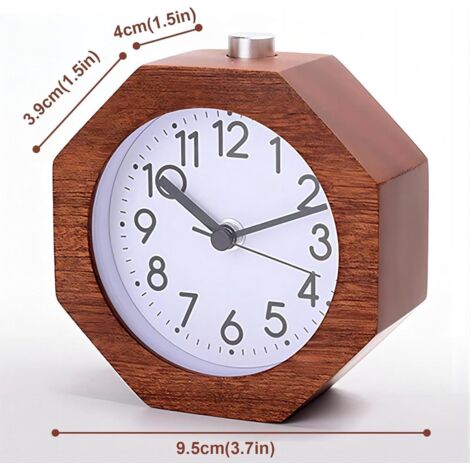 Orologio silenzioso, ottagonale, in legno massello con lancette - marrone chiaro