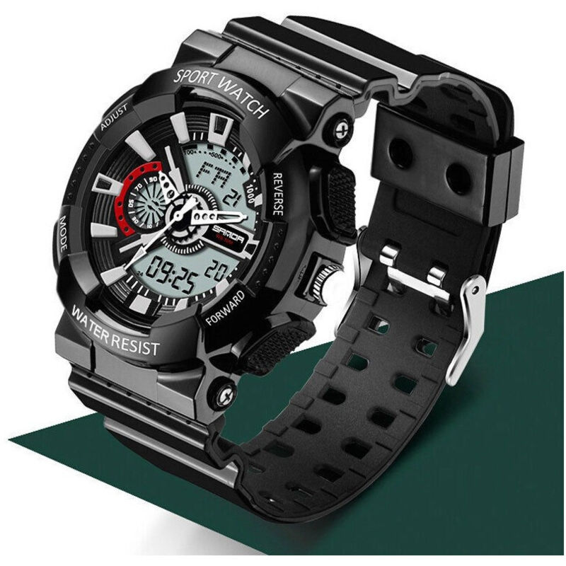 Trade Shop - Orologio Sportivo Sanda Uomo Resistente Acqua Cronografo Sveglia Ner Bi -