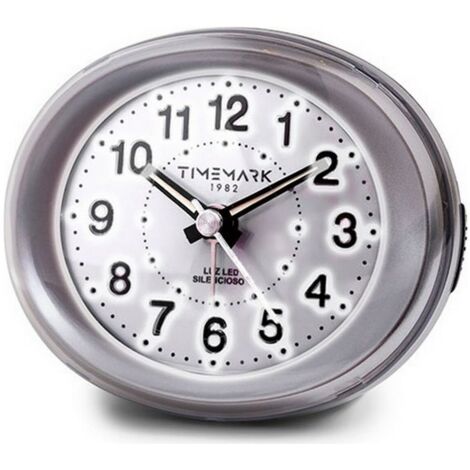 Orologio-Sveglia Analogico Timemark Argentato Luce LED Silenzioso Snooze Modalità notte 9 x 9 x 5,5 cm (9 x 9 x 5,5 cm)